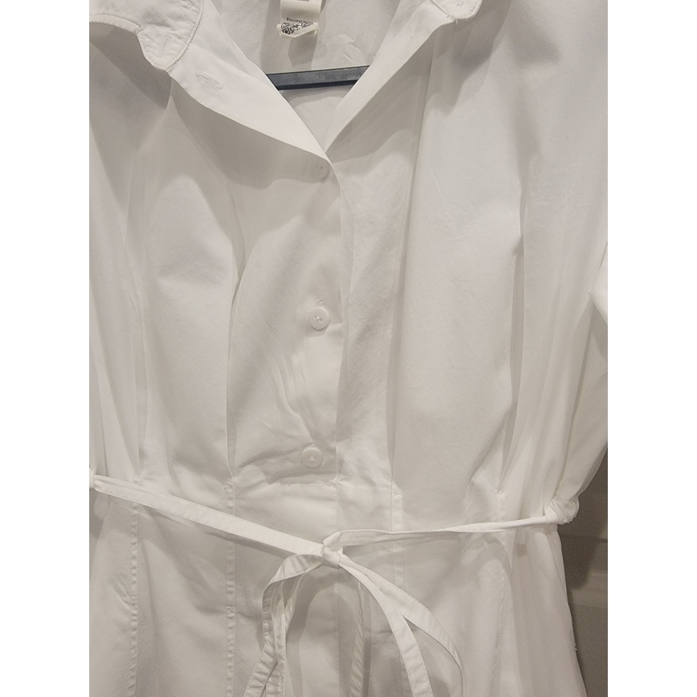PATOU Belted Pleated Cotton-Poplin Mini Shirt Dress Size 8 - Picture 5 of 12